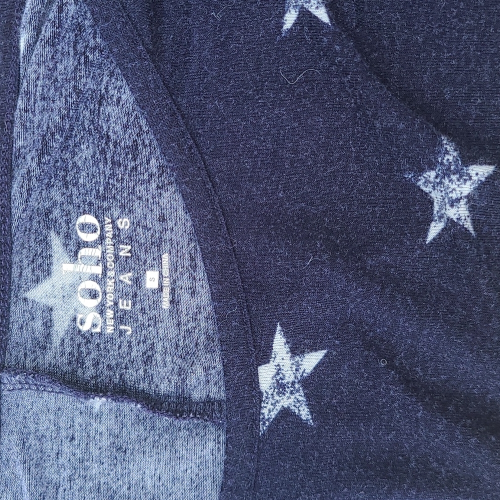 Soft Star Top with Strappy Shoulders in Navy Blue and White - Picture 3 of 3
